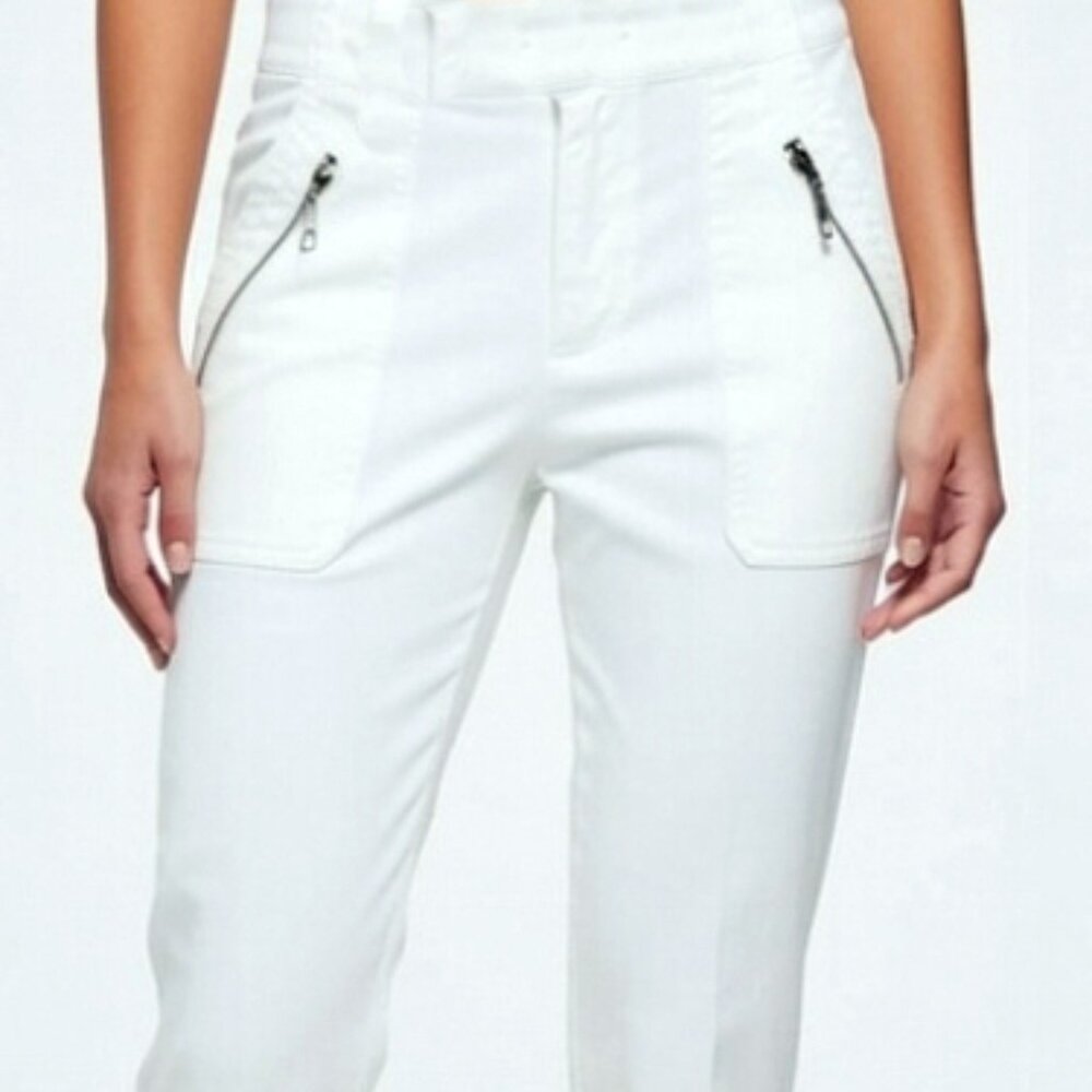 Dana Buchman White Cargo-Style Pants with Zip Pockets Size 10 CHECK MEASUREMENTS
